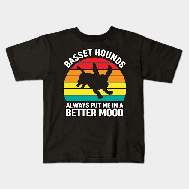 Better Mood Basset Hounds Kids T-Shirt by White Martian